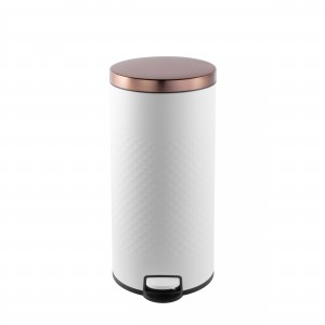 Shop-Innovaze USA-8 Gal./30 Liter White Metal Round Shape Step-on Trash Can with Diamond body design for Kitchen
